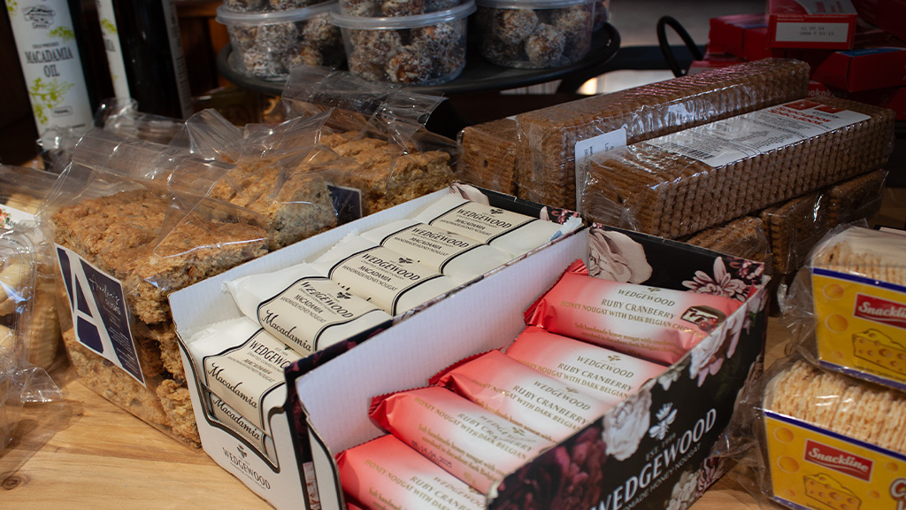 Boxes of Wedgewood nougat and crunchies