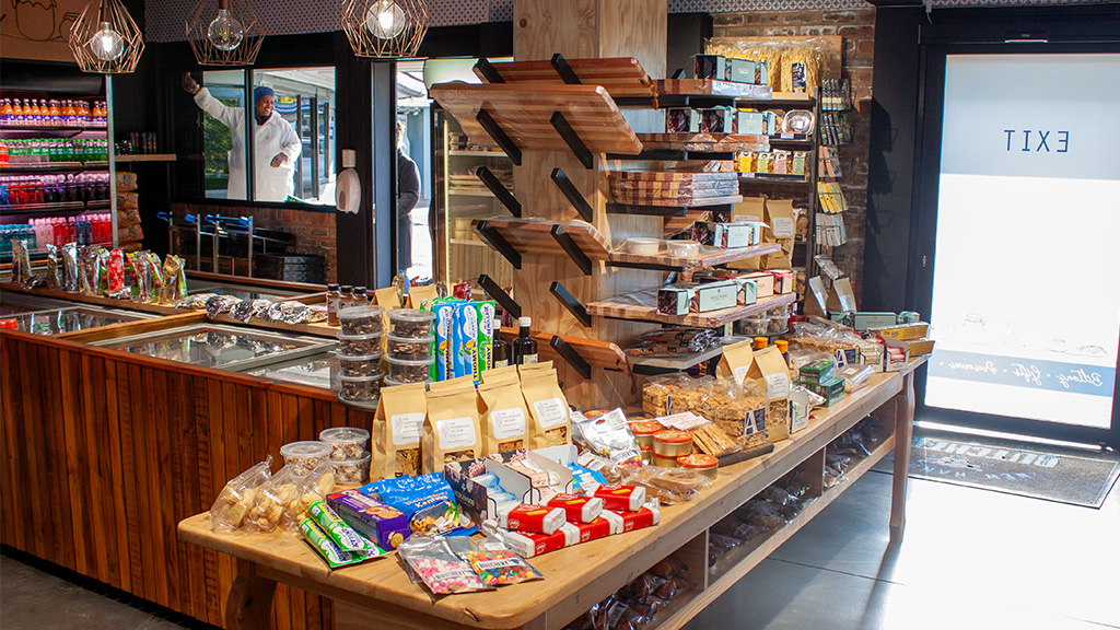 Deli shelves with local products